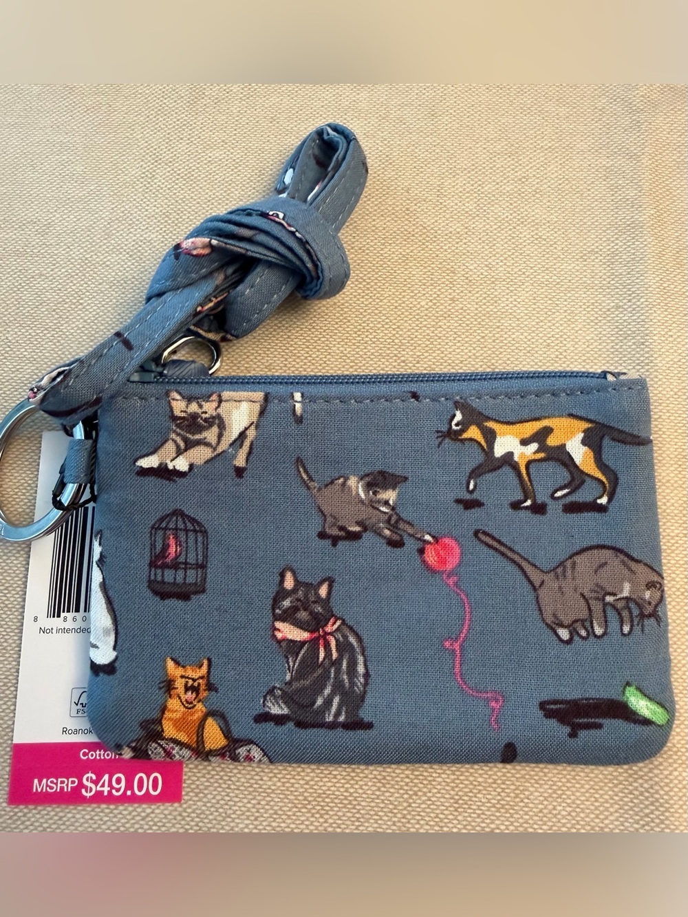 Vera Bradley Lanyard and Zip ID in Cat’s Meow Pattern NWT